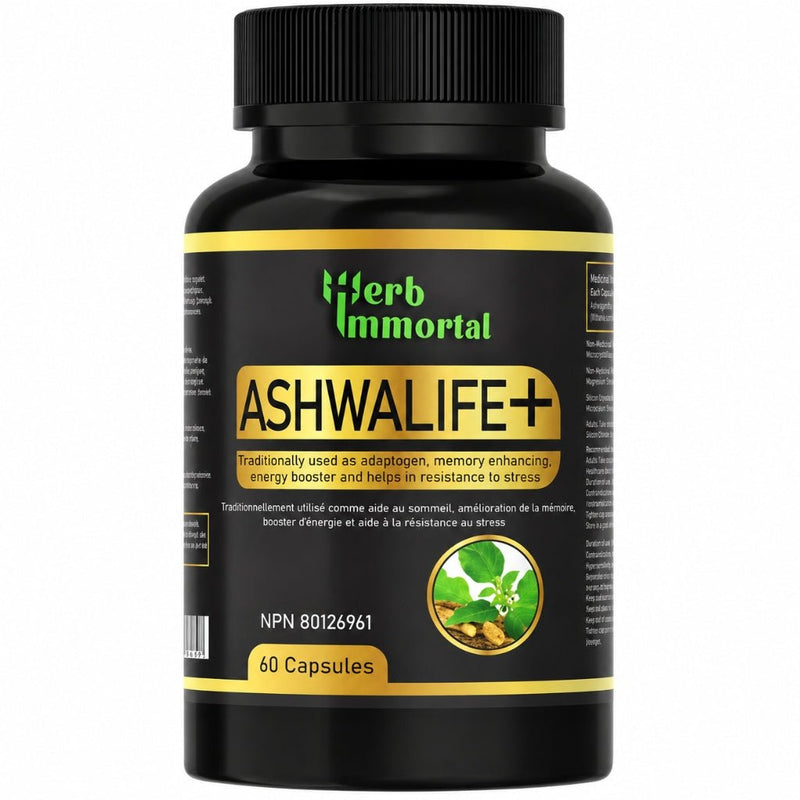 Herb Immortal AshwaLife+ Ashwagandha 60 Caps - SupplementSource.ca