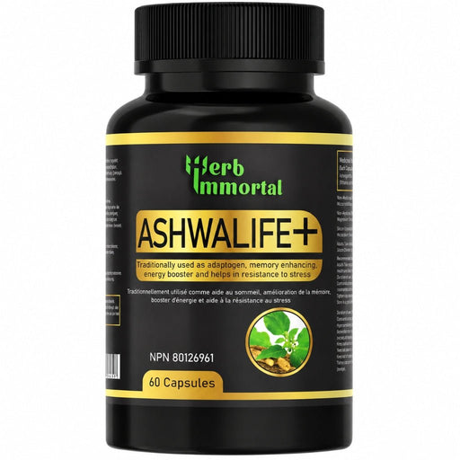 Herb Immortal AshwaLife+ Ashwagandha 60 Caps - SupplementSource.ca