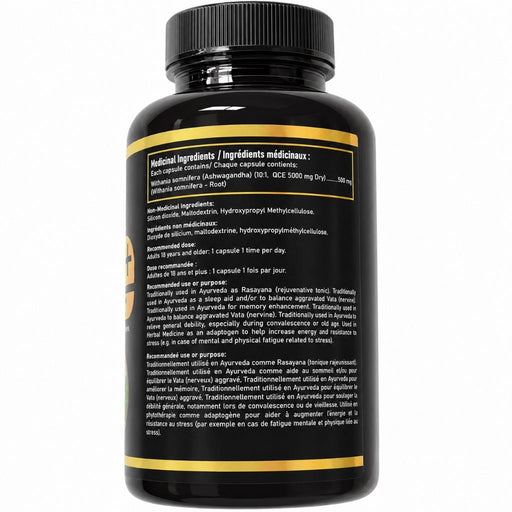 Herb Immortal AshwaLife+ Ashwagandha 60 Caps Nutrition Facts - SupplementSource.ca