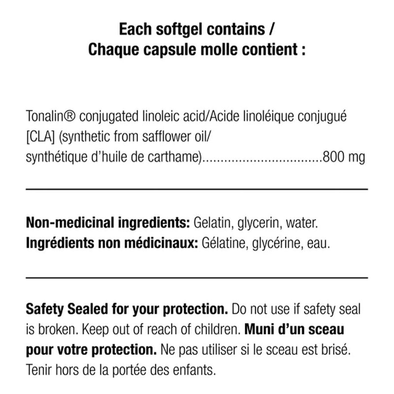 Herbal Magic CLA with Tonalin, 42 Softgels Nutrition Panel - SupplementSource.ca