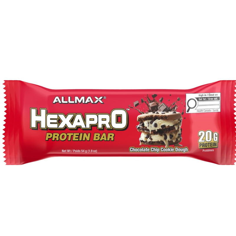 Allmax HexaPro Protein Bar - Single Chocolate Chip Cookie Dough -SupplementSource.ca