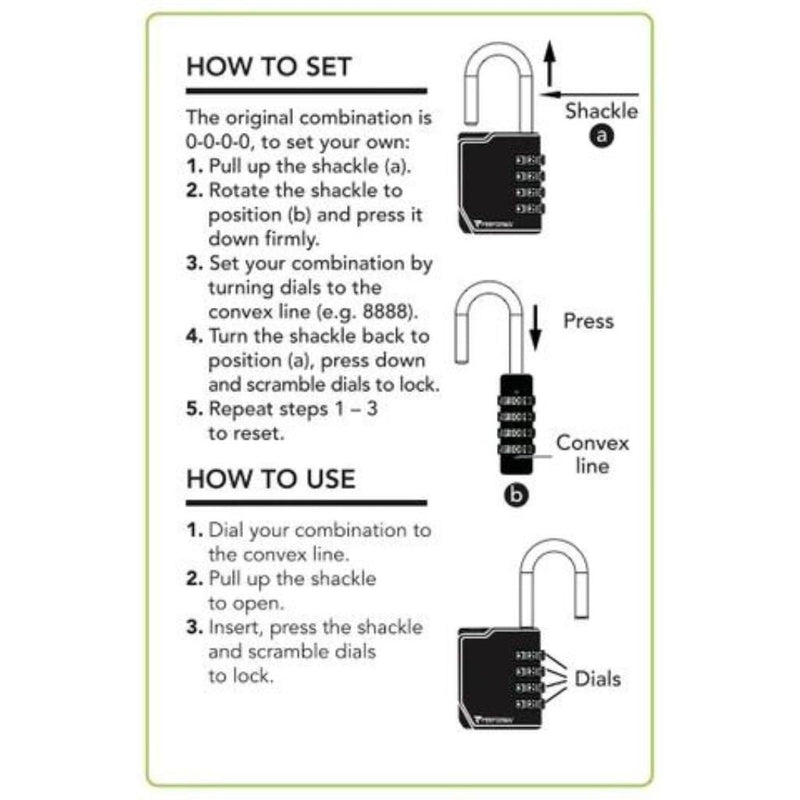 Performa Gym Combination Lock, Instructions - SupplementSource.ca