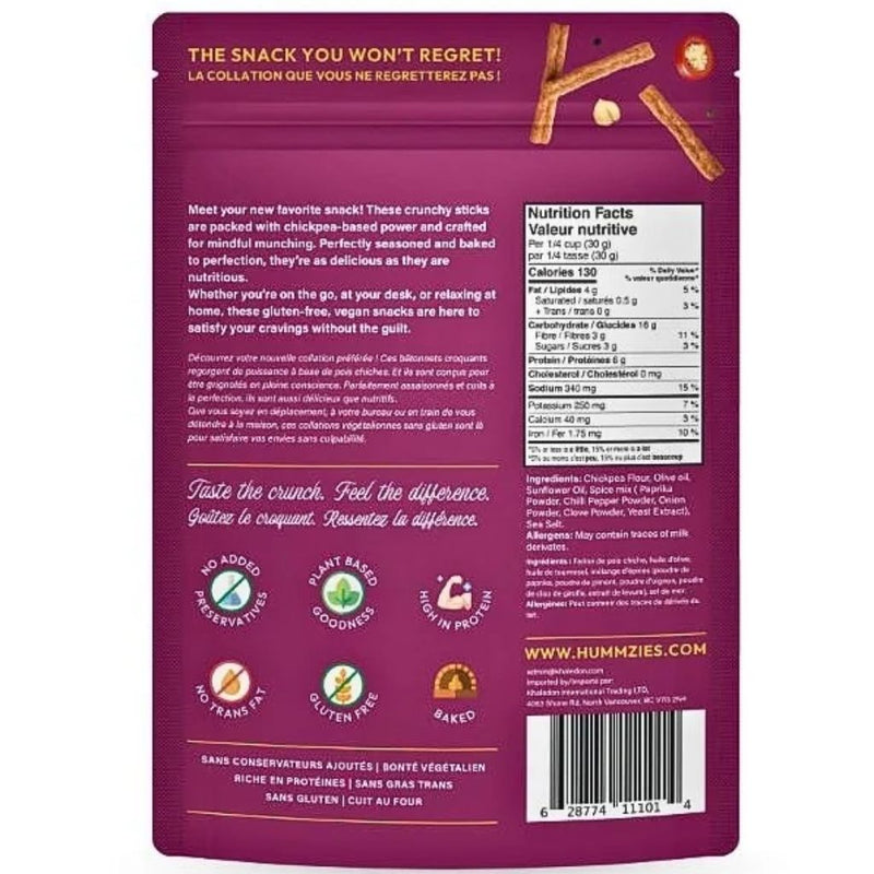BÂTONNETS DE HOUMOUS PROTÉINÉS Hummzies, 85g