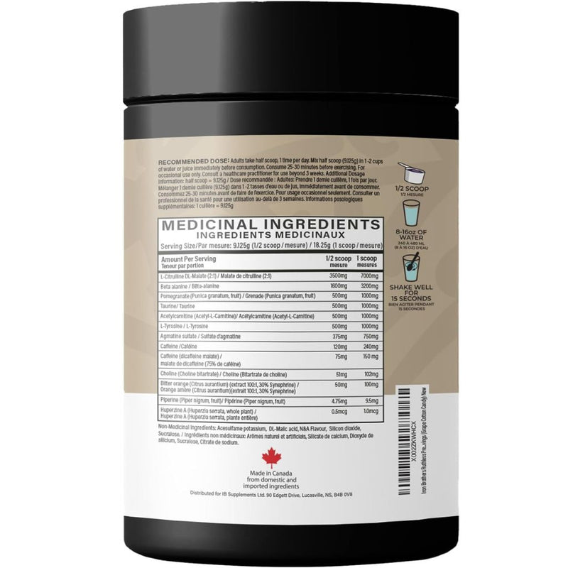 Iron Brothers Ruthless Pre-Workout Nutrition Panel,  Grape Cotton Candy, 40 Servings - SupplementSource.ca