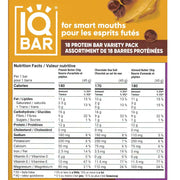 IQBAR Variety Pack, 18 Bars/Box Nutrition Panel - SupplementSource.ca