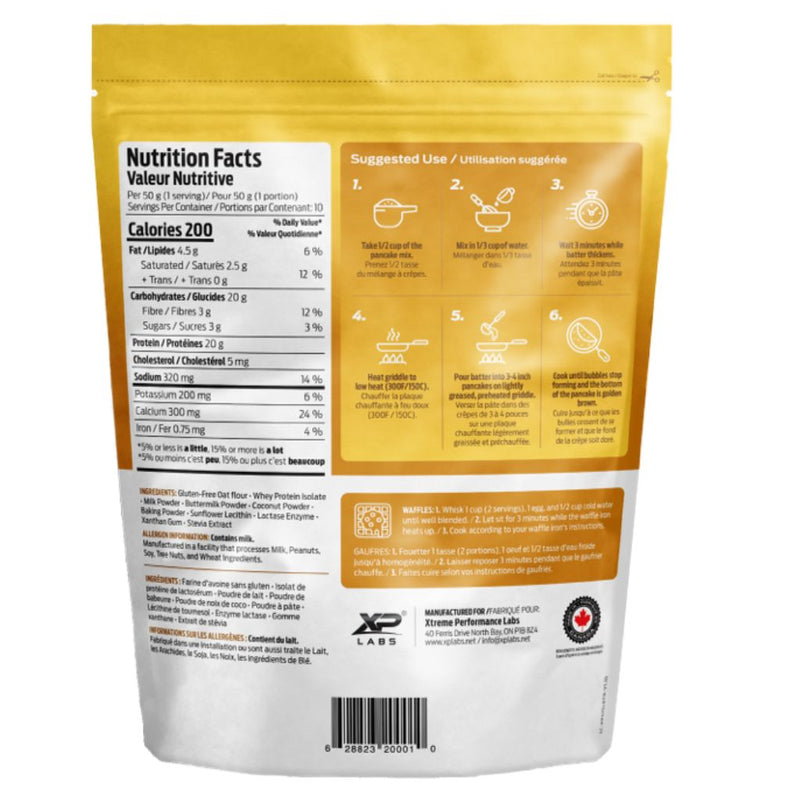 XPLabs IsoXP Pancake Mix, 500g Buttermilk Nutrition Panel - SupplementSource.ca