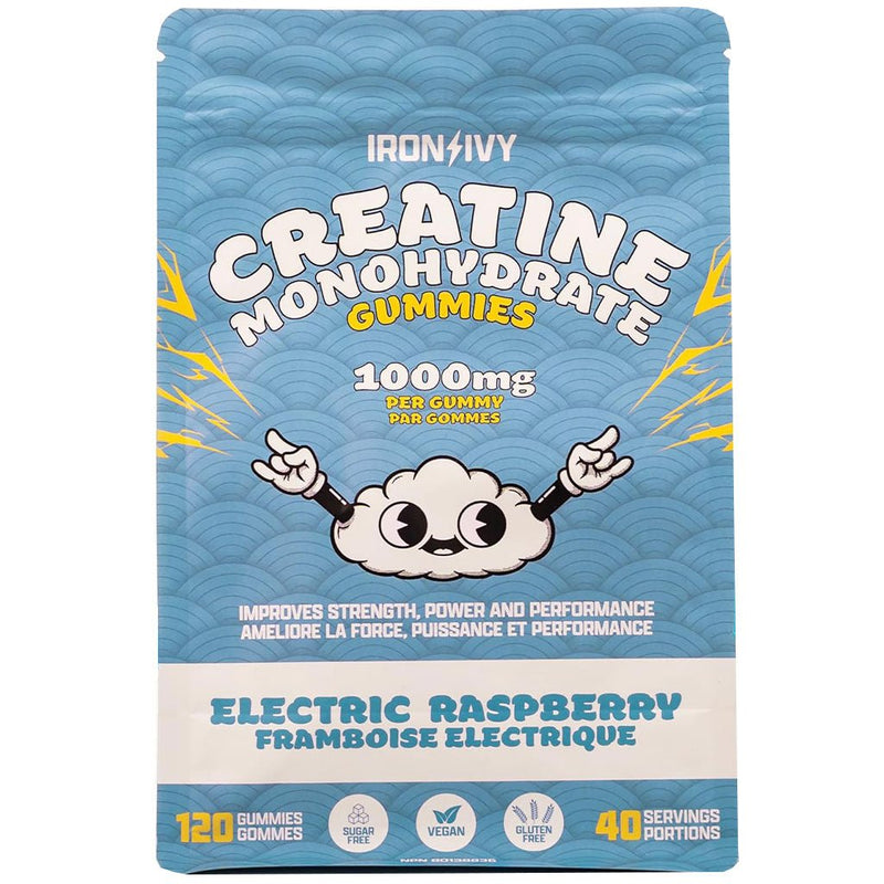 Iron Ivy Creatine Monohydrate Gummies, 120 Gummies Electric Raspberry - SupplementSource.ca