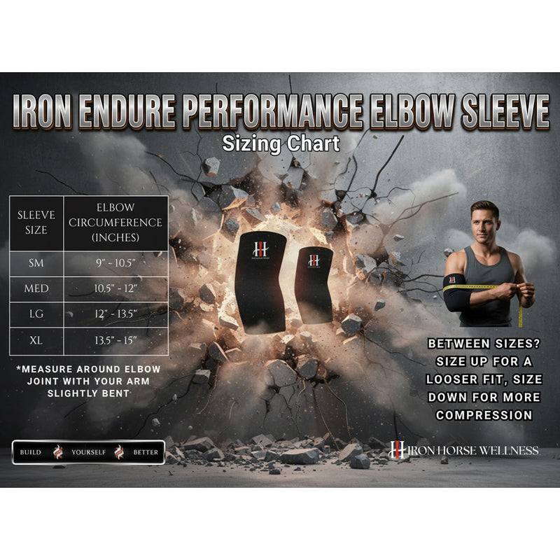 Iron Endure Performance Elbow Sleeves Size Guide - SupplementSource.ca