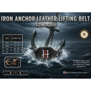 IronHorse Wellness Iron Anchor Leather Lifting Belt Size chart - SupplementSource.ca