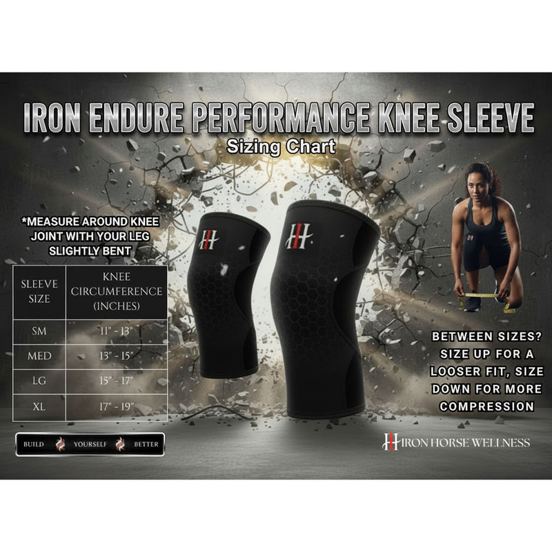 IronHorse Wellness Iron Endure Knee Sleeves, 1 Pair  Size Chart - SupplementSource.ca