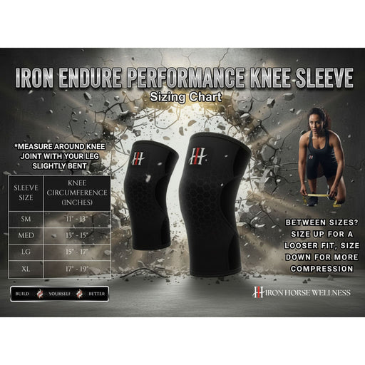 IronHorse Wellness Iron Endure Knee Sleeves, 1 Pair  Size Chart - SupplementSource.ca