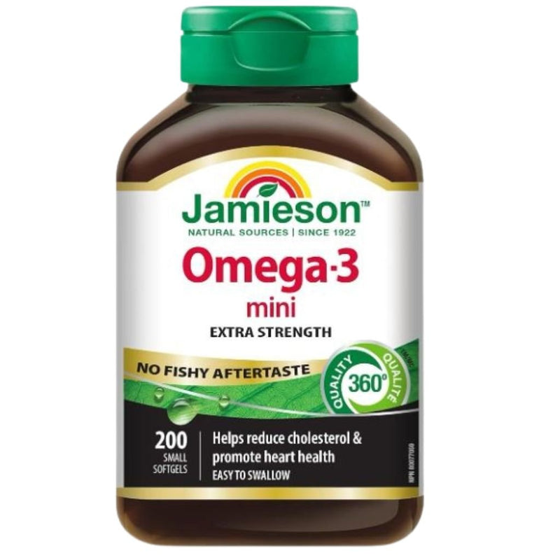 Jamieson Omega-3 Mini Extra Strength, 200 Softgels - SupplementSource.ca