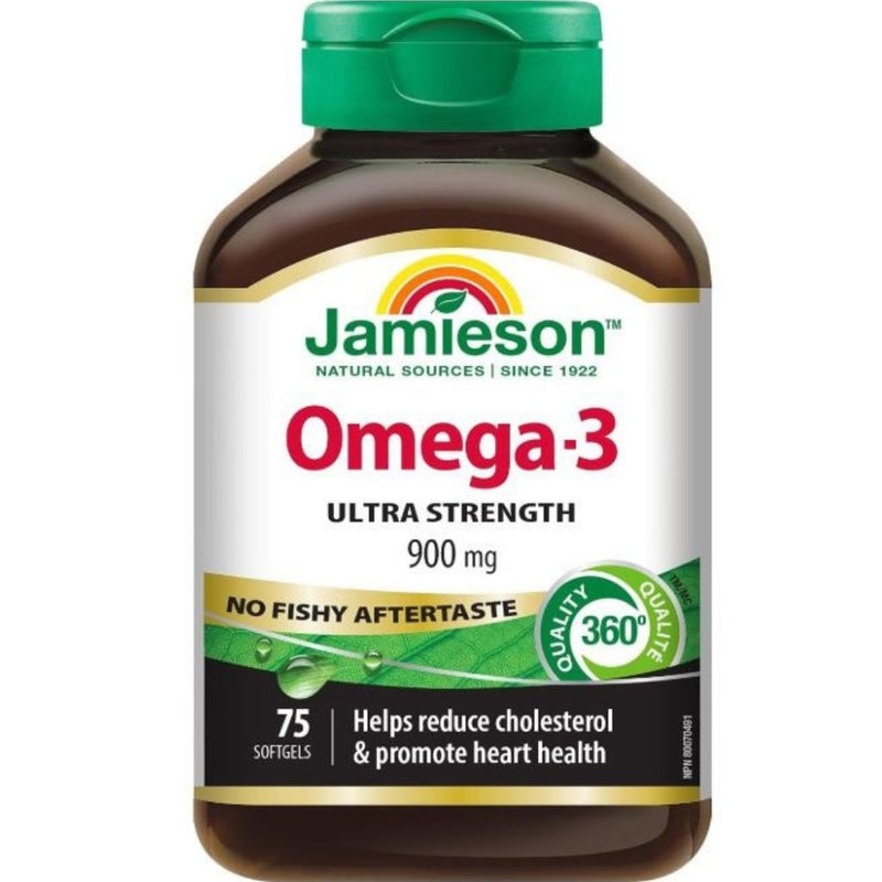 Jamieson Omega-3 Ultra Strength 900mg, 75 Softgels - SupplementSource.ca