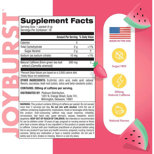 Joyburst on-the-go Frose Rose 16 x4g Nutrition Facts - SupplementSource.ca