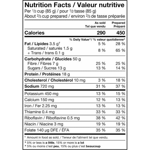 Kraft Dinner Protein+ Original Cheddar Mac & Cheese, 175g Nutrition Facts - SupplementSource.ca