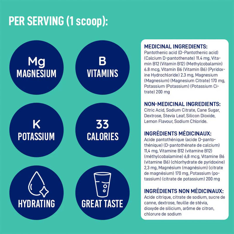 Leanfit Electrolyte Mix, 30 Servings Lemon Nutrition Panel - SupplementSource.ca