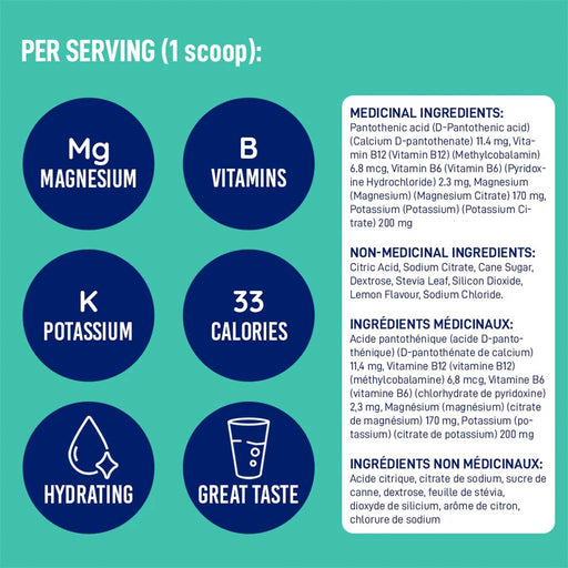 Leanfit Electrolyte Mix, 30 Servings Lemon Nutrition Panel - SupplementSource.ca