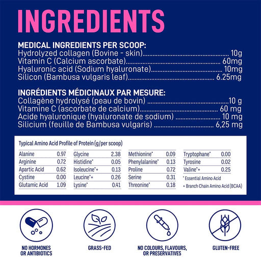 Leanfit Hydrolyzed Collagen, 25 Servings Unflavoured Nutrition Panel - SupplementSource.ca