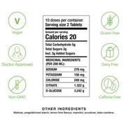 Liquid I.V. Hydralyte Effervescent Electrolyte Tablets Lemon Lime Nutrition Panel,  20 Tablets - SupplementSource.ca