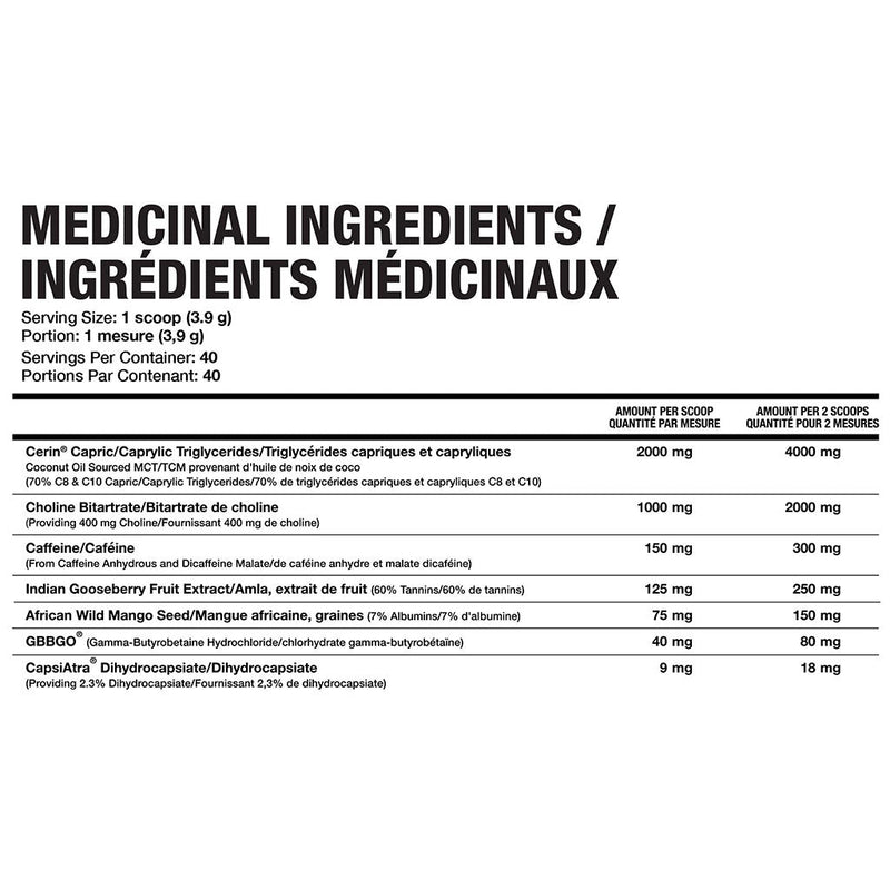 Magnum Nutraceuticals Fasted Cardio 40 Servings Electric Blue Gummy Nutrition Panel - SupplementSource.ca