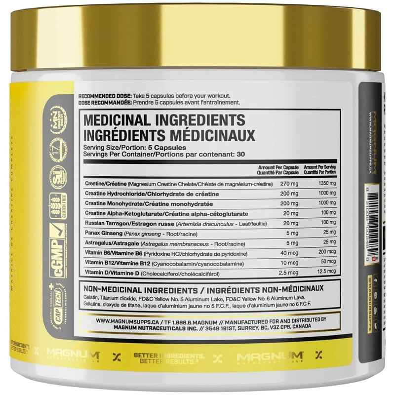 Magnum Big C Creatine Matrix, 150 Caps Nutrition Panel - SupplementSource.ca