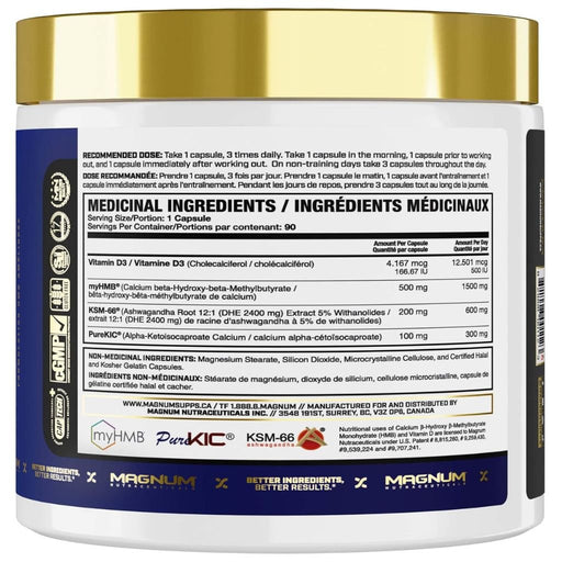 Magnum HMB Hard Muscle Builder, 90 Caps Nutrition Panel - SupplementSource.ca