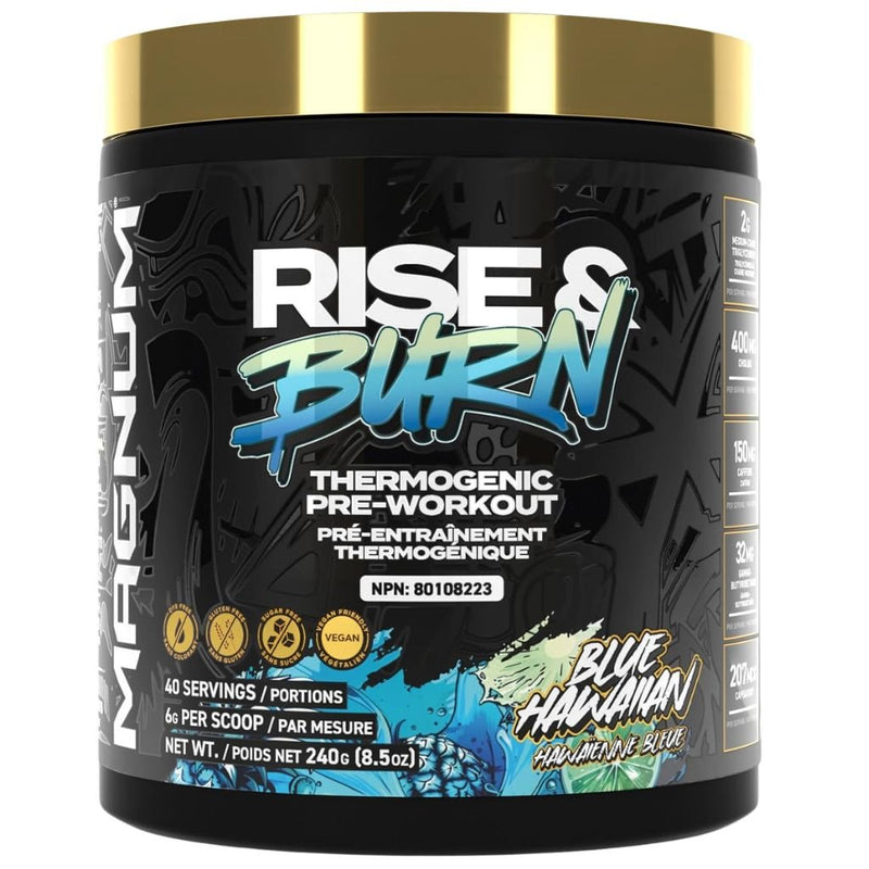Magnum Rise & Burn Thermogenic Pre-workout, 40 Servings Blue Hawaiian - SupplementSource.ca 