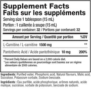 Mammoth L-Carnitine 1500mg Nutrition Panel - SupplementSource.ca