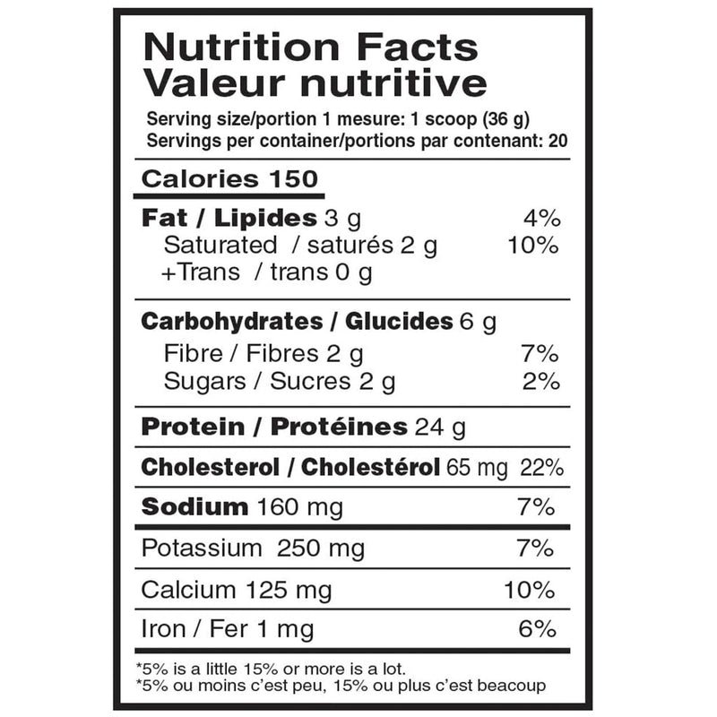 Mammoth Protein, 1.6lbs Chocolate Ice Cream Nutrition Panel - SupplementSource.ca