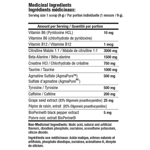 Mammoth PUMP, 60 Servings Nutrition Panel - SupplementSourceca