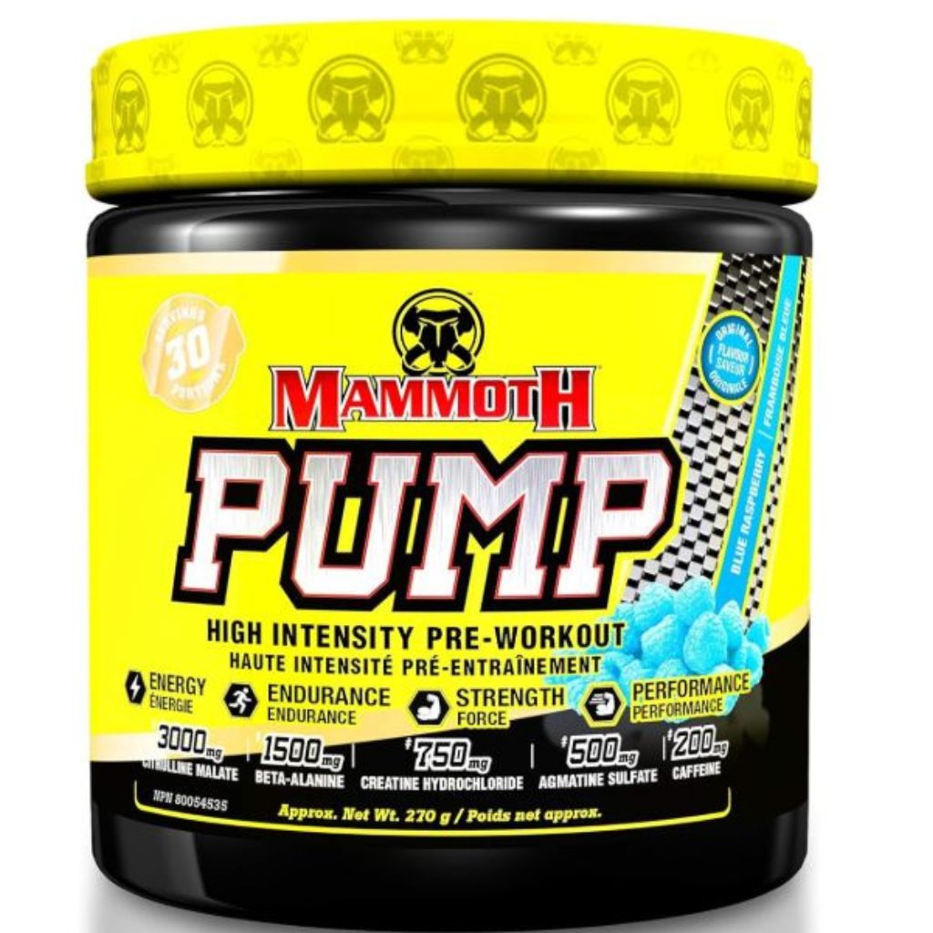 Mammoth Pump High Intensity Pre Workout, 30 Servings Blue Raspberry - SupplementSource.ca