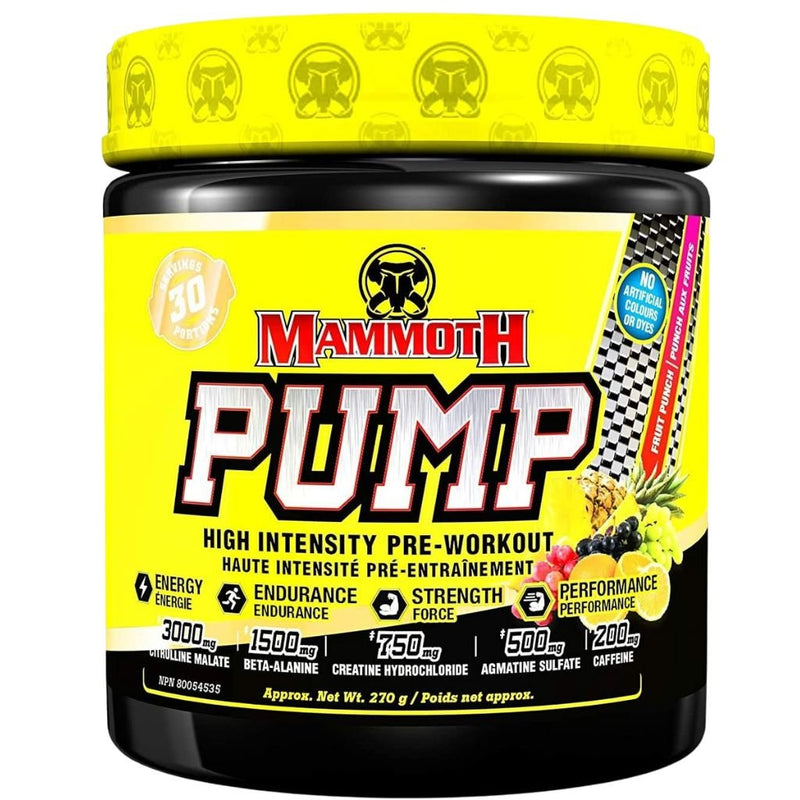Mammoth Pump High Intensity Pre Workout, 30 Servings Fruit Punch - SupplementSource.ca