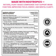 Mind Blow Energy Nootropics+, 30 Servings Blue Raspberry Nutrition Panel - SupplementSource.ca