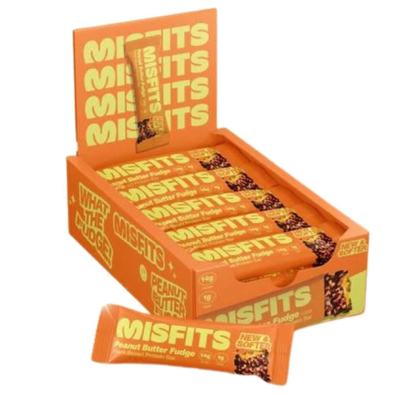 Misfits Plant Based Protein Bars, Peanut Butter Fudge 15 Bars/Box - SupplementSource.ca