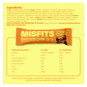 Misfits Plant Based Protein Bars, Peanut Butter Fudge Nutrition Panel - SupplementSource.ca