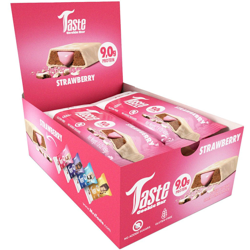 Mrs Taste Taste Cookie Bar, 12 Bars/Box Strawberry - SupplementSource.ca
