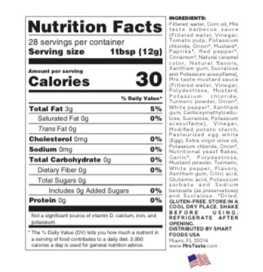 Mrs Taste Zero Calorie Sauces Mrs Fil-A - SupplementSource.ca
