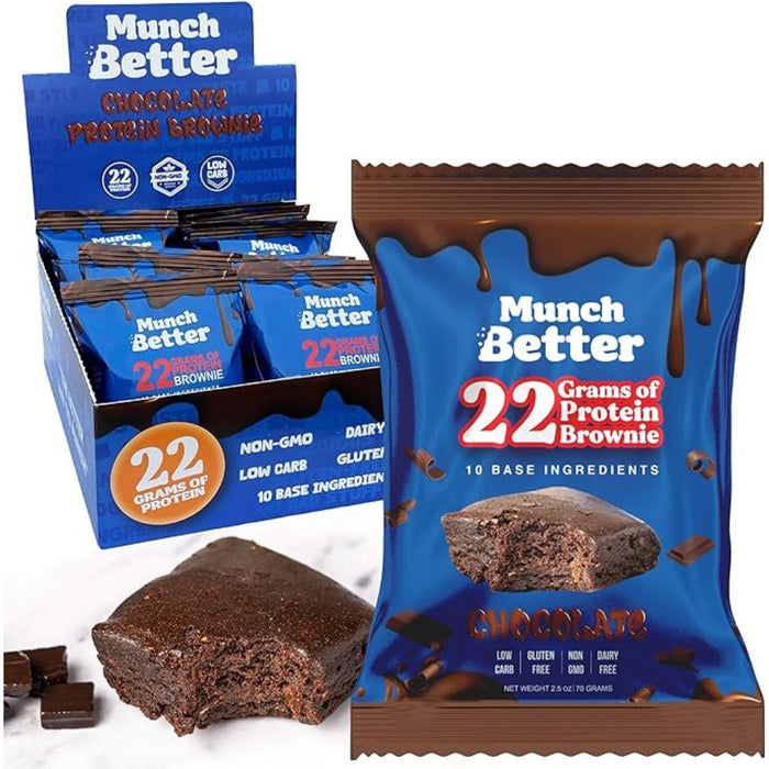 Brownie protéiné Munch Better, 70 g - 8 brownies/boîte