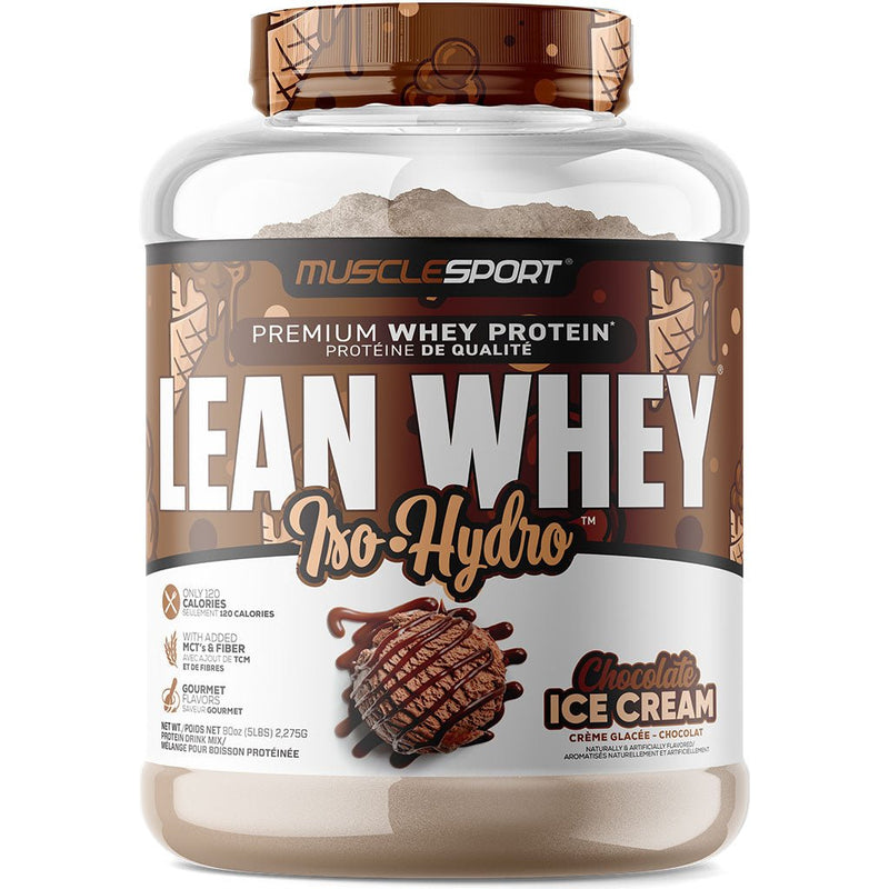Muscle Sport Lean Whey Iso Hydro Gourmet Protein, 5lbs Chocolate Ice Cream - SupplementSource.ca