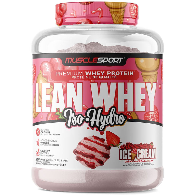 Muscle Sport Lean Whey Iso Hydro Gourmet Protein, 5lbs Strawberry Ice Cream - SupplementSource.ca