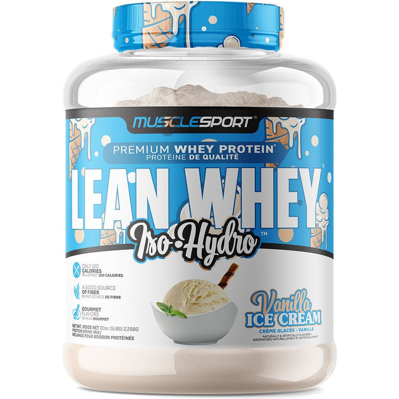 Muscle Sport Lean Whey Iso Hydro Gourmet Protein, 5lbs Vanilla Ice Cream - SupplementSource.ca