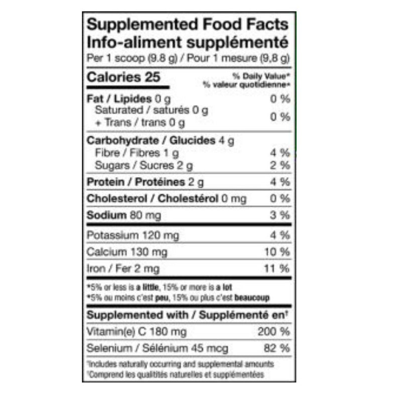 Mutant Big Green 30 Servings Nutrition Panel - SupplementSource.ca