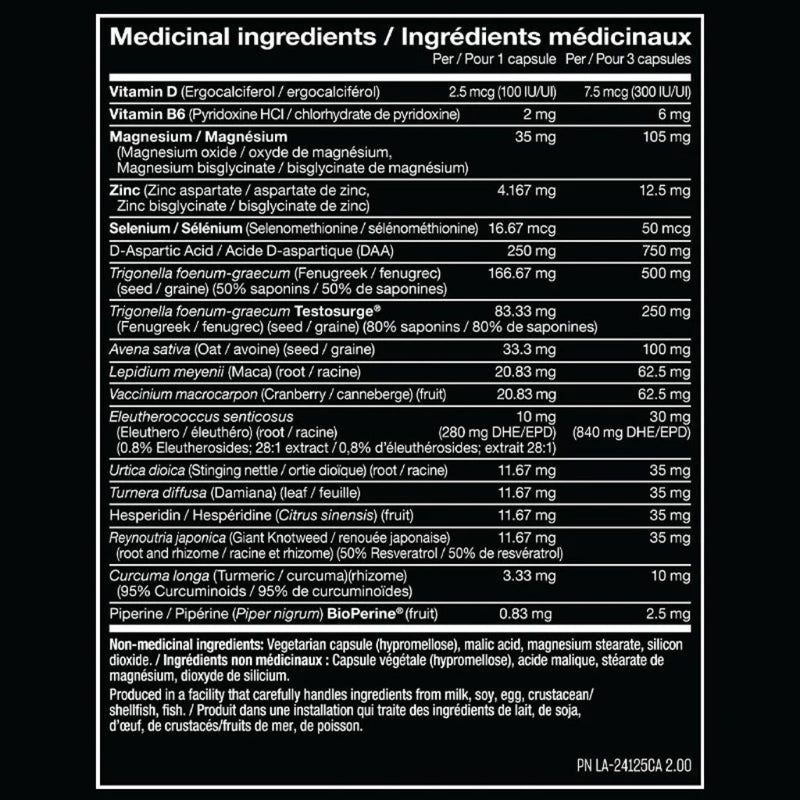 Mutant T-REX 90 VCaps Nutrition Panel - SupplementSource.ca