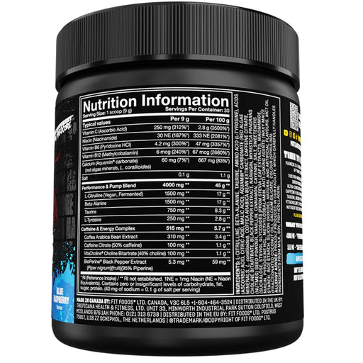 Mutant Madness Blue Raspberry Nutrition Panel - SupplementSource.ca