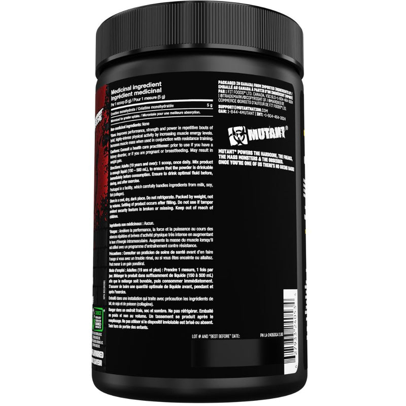 Mutant 100% Micronized Creatine Monohydrate, 300 g Info - SupplementSource.ca