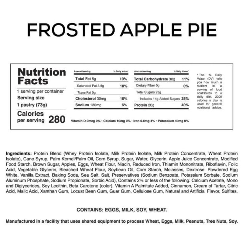 My Cookie Dealer Protein Pastry Frosted Apple Nutrition Panel, 12/Box - SupplementSource.ca