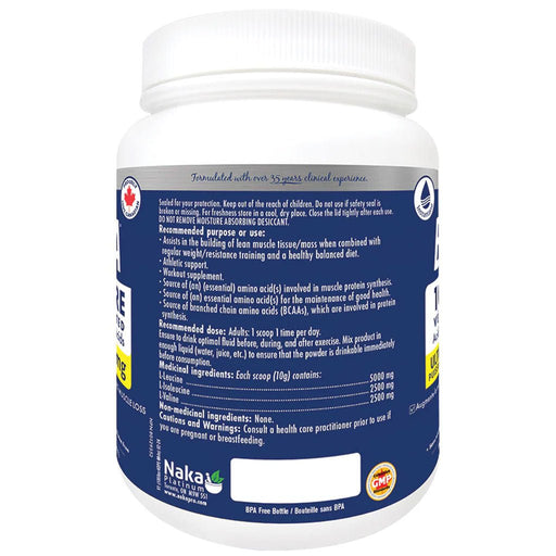 Naka Platinum BCAA Powder, 250g Nutrition Panel -  SupplementSource.ca