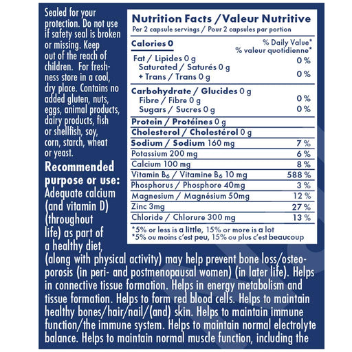 Naka Platinum Bioactive Electrolytes + Energy, 150 VCaps Nutrition Panel - SupplementSource.ca