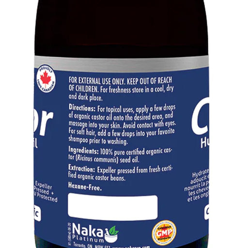 Naka Platinum Pure Castor Moisturizing Oil, 270 ml Nutrition Panel - SupplementSource.ca