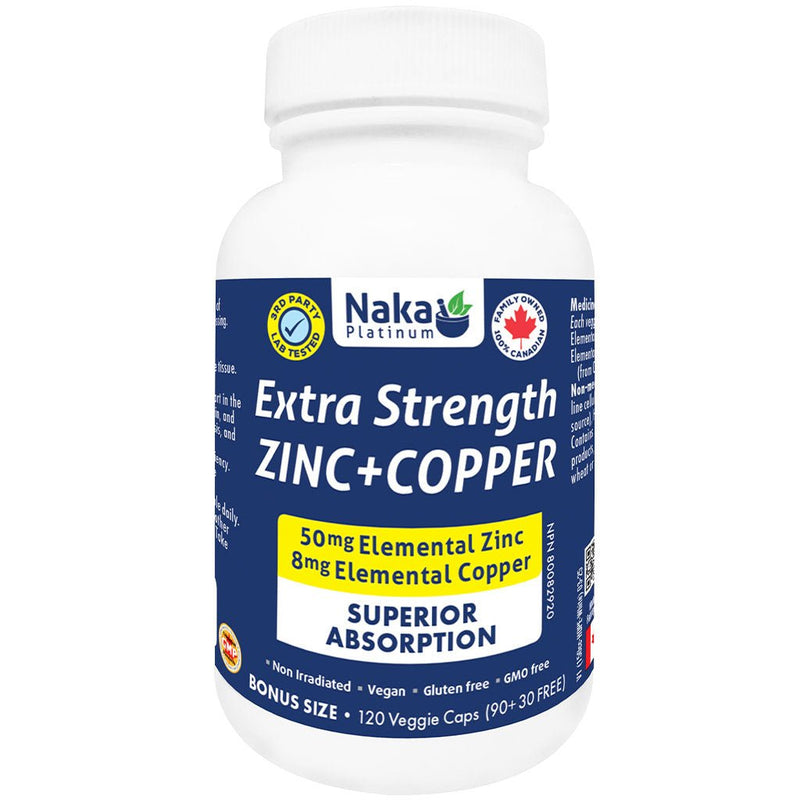 Naka Platinum Extra Strength Zinc + Copper, 120 VCaps - SupplementSource.ca